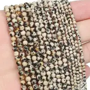 AAA 3mm Faceted Natural Dalmatian Gemstone Beads Micro Faceted Round 15.5 inch