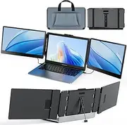 Kwumsy S2 Triple Laptop Monitor Extender, 14" 1080P FHD IPS Portable Screen for Laptop With Stand, Compatible With Mac Windows Linux Switch PS4/5