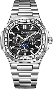 [DAXIAOYU] Fashion Men's Watches Calendar Business Diamond Watch Stainless Steel Waterproof Luminous Mechanical Watch