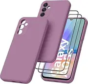 Leonids Silicone Case for Samsung Galaxy A05s Case with 2 Pack Screen Protectors, Soft Silicone Case Cover for Samsung Galaxy A05s Smartphone (Rose Purple)