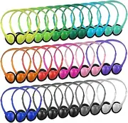 Konohan 32 Pack Headphones Bulk Classroom Student Wire Headphones Adjustable with 3.5 mm Jack for Adult(Multicolor)