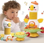 Qizebaby Baby Toys 6 to 12 Months - 2 in 1 High Chair Toys Suction Cup Toys- Toddler Montessori Toys with Music Sound-Sensory Learning Newborn Infant Toy Gifts for Boys Girls 6+ Months 1-2 Year Old