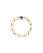 Dinh Van 18K Yellow Gold Le Cube Diamont Blue Sapphire Chain Ring