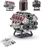 Generic MAD V8 Engine Model Art Craft Kit That Runs, Real Working Mini V8 Engine Made of ABS and Ultra Hard Resins, for AX90104 SCX10 Capra VS4-10 Pro Ultra Model Car