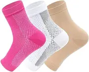 Plantar Fasciitis Compression Socks, 20-30 mmHg Foot Sleeves Ankle Sleeve for Ankle/Heel Support, Relieve Foot Arch Pain, Increase Blood Circulation, Reduce Foot Swelling (L/XL, 3 Pack)