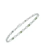 Silver 1.61 ct. tw. Diamond & Green Amethyst Bracelet