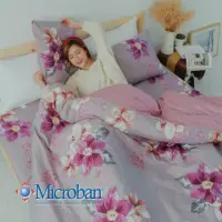 在飛比找momo購物網優惠-【Microban】美國抗菌雙人加大四件式兩用被床包組(芳菲