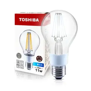 【TOSHIBA 東芝】11W LED 仿古燈絲燈泡 廣角球型 日本品質(白光)