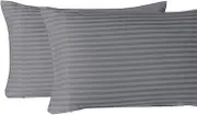 Ready To Rest Cotton Pillow Cases Standard Size, Light Grey Stripe Pillowcases Set of 2, Envelope Closure Style, 20 by 30 inches Queen Pillowcases, 400 TC 100% Cotton Quality Pilllowcase