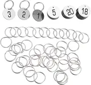 NOLITOY 50pcs Number Plate Tags Numbered Chips House Key Labels Numbered Key Number Tag with Ring Round Organizing Registration Labeling Rings Colored Tabs Shop Supplies Abs Silver