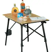 Outdoor Folding Aluminum Alloy Table - Large Wood Grain, Tripod Base