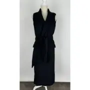 MNG Mango Wool Blend Waistcoat Sleeveless Jacket Coat Womens Small New Black
