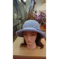 在飛比找蝦皮購物優惠-夏紗手編粉藍雙色滾花邊設計遮陽帽
