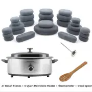 6 Quart Hot Stone Heater Kit Massage Stone Warmer With 27 Basalt Stones For SPA