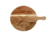 Tempa Atticus 40cm BBQ Handle Acacia Wooden Round Food Serving Board Plate Tray