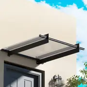 InstaHut 1m x 1m Window Awning Door Canopy Flat Transparent Sheet Metal Frame