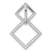 Sterling Silver Rhodium-Plated Cz Square Chain Slide Pendant