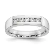 0.33ct. CZ Solid Real 14K White Gold 5-Stone Channel Wedding Band Ring