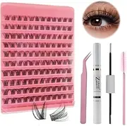 KATIMI 120PCS DIY False Cluster Lashes, 8-16mm Eyelashes Individual Kit, Lashes Individual Cluster Kit with Eyelash Glue & Makeup Mirror, Individual Eyelashes Kit for Beginners