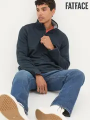 FatFace Haxby Navy Blue Half Neck Sweatshirt (B41452) | $127