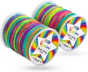2 Rolls of Rainbow Elastic String for Bracelets, 200M Stretchy Colorful Thread f