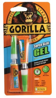 GORILLA SUPER GLUE GEL 2x 3G Tube | Tough, Fast Setting, No Run | Anti-Clog Cap
