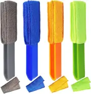 4 Pack Blinds Duster, Window Blinds Cleaner Duster Brush with 4 Microfiber Sleev