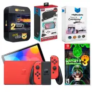 Nintendo Switch OLED Mario RED Edition + Luigis Mansion 3 + Accessory Gaming Kit