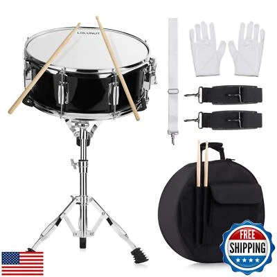14 inch Snare Drum Set with Gig Bag, a pair Sticks,drum Stand and Drum Keys,a