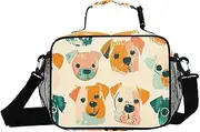 Dog Face Beige Insulated Lunch Box for Women Men - Ideal for Work, Picnics - Includes Adjustable Shoulder Strap