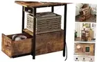 End Table with Charging Station, Narrow Side Table with Drawer and USB Ports
