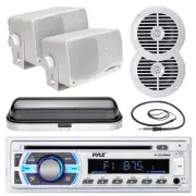 Pyle USB Boat SD Bluetooth Radio, 5.25" and 3.5" Speakers, Antena, Radio Cover