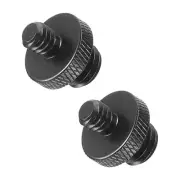 Mic Stand Adapter M10 Male to 1/4 Male Tripod Screw Double Sides Black 2 Pack
