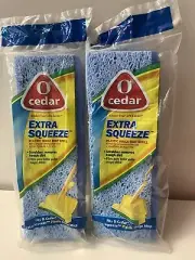 O-Cedar Extra Squeeze Blue Sponge Mop Refill With Scrubber Made in USA 2 Pack