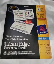 Avery Templates Ink Jet 2”x3.5” 200 Cards White Linen Clean Edge Business Cards