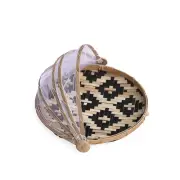 1PC Tray Bamboo Woven Basket Storage Picnic Mesh Net Cover Picnic