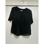 LALAU韓國黑色布蕾絲短袖襯衫