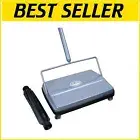 Portable 9" Carpet & Hard Floor Sweeper with Extra Rubber Rotor for Easy Cleanup