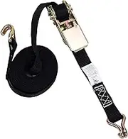Sturdy 1" x 12ft Tie Down Straps with Dual J-Hooks, Heavy Duty Ratchet Cargo Lashing Straps up to 1500lbs, Adjustable Cam Buckle Tie-Down Straps for Motorcycle, Cargo, Trucks,Trailer,Luggage-1pcs