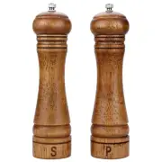 Wooden Salt and Pepper Grinder Set Pepper Mill Sea Salt Shakers Adjustable Ce...