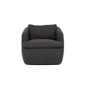 Raimon Furniture Nevaeh Textured Fabric Swivel Occasional Armchair Accent Lounge Chair Dark Grey