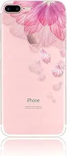 CrazyLemon iPhone 7 Plus / iPhone 8 Plus Case Ultra Slim Transparent Premium Clear Flexible Soft TPU Gel Creative Pattern Printing Durable Material Silicone Skin Protective Case Cover for iPhone 7 Plus / iPhone 8 Plus 5.5 inch - Pink Flower