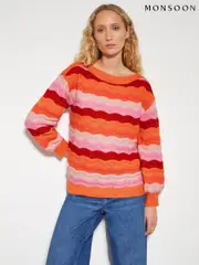 Monsoon Pink Sasha Scallop Stripe Jumper (AR1451) | $89
