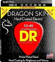 DR Strings DRAGON SKIN™ - CLEAR Coated Electric Guitar Strings: Medium 10-46 (2-Pack)