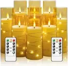Flameless LED Candles with Timer 9 Pc Flickering for Gold-9