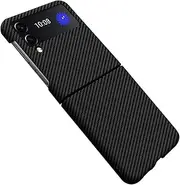 [coque] Case Samsung Galaxy Z Flip 4 Shell,Carbon Fiber Folding Phone Cover for Samsung Galaxy Z Flip 4 5G-Black