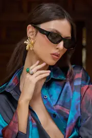 Kai | Otra Black Thin Rectangular Sunglasses