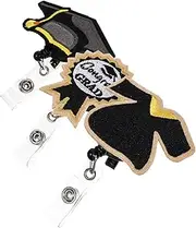 SEWACC 3pcs Graduation Badge Reels Retractable Badge Holders with Creative Design for Id Cards and Key for Students Teachers and Office Staff