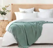 Gioia Casa Luxury Super Soft Textured Knitted Throw Blanket Seafoam