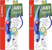STABILO Ergonomic Rollerball EASYoriginal Pen - Pack of 2 (Right-Handed, Dark Blue/Light Blue)